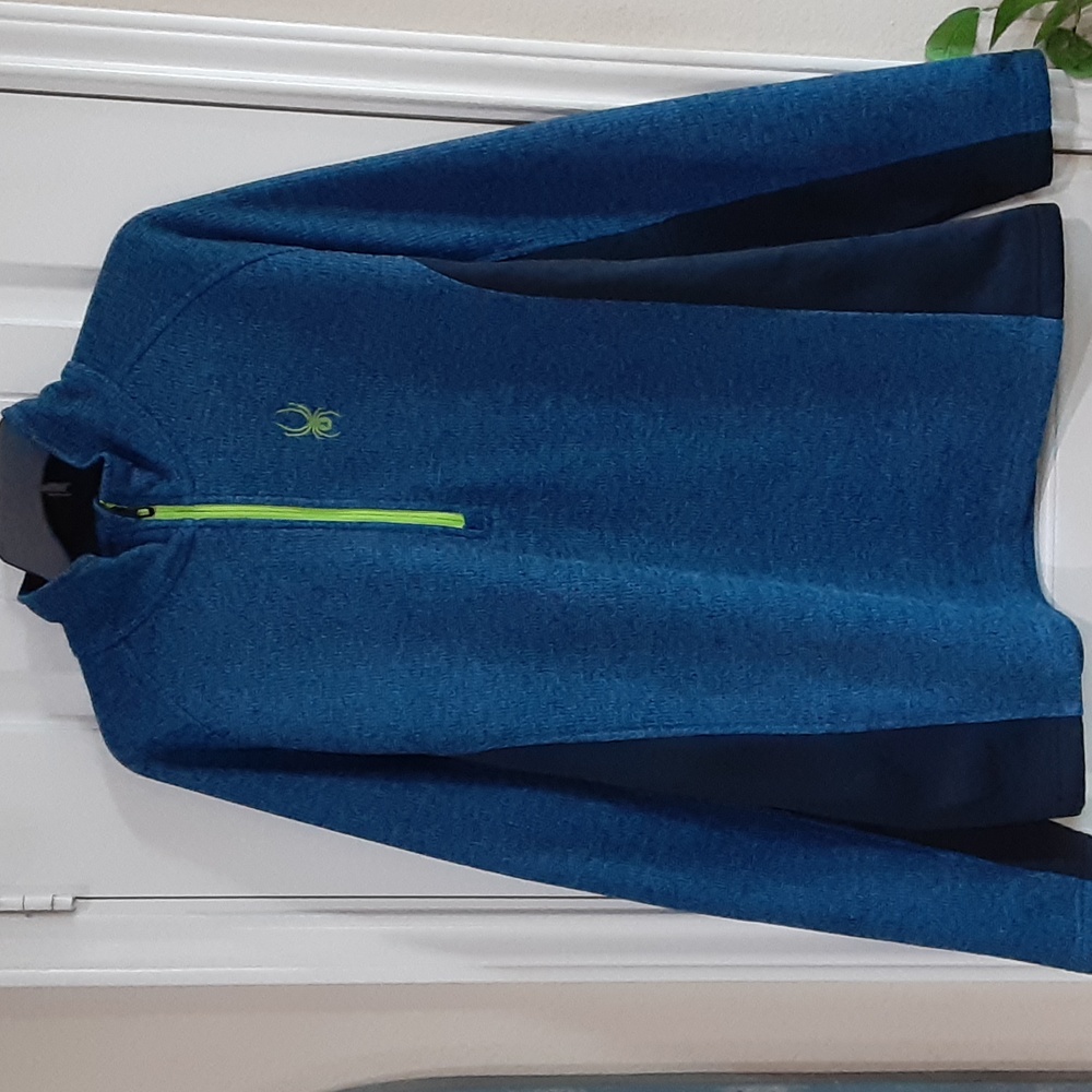 Spyder Outbound Midweight Core Sweater 1/4 Zip Blue Black Fleece Men's Size XXL